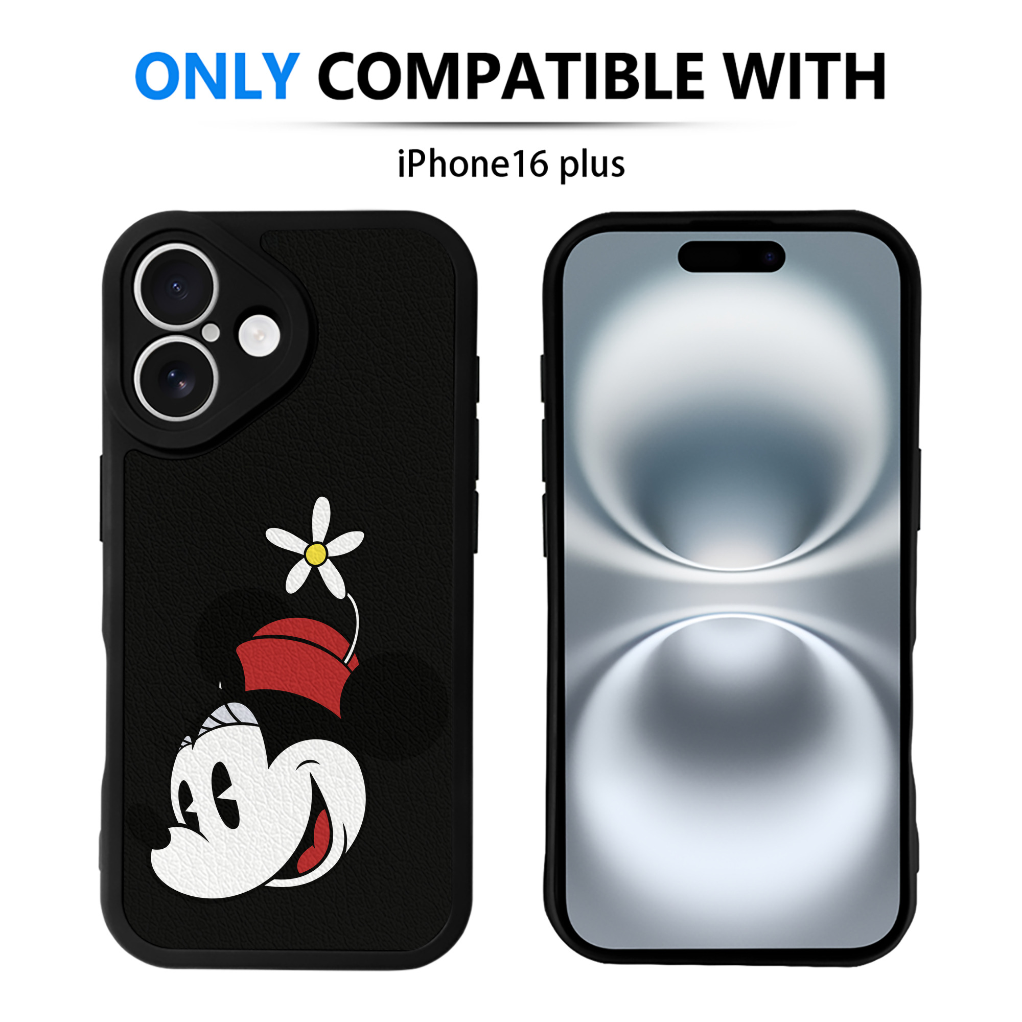 （画像用） ミッキーマウス Mickey Mouse 【iPhone 16シリーズ対応】シリコンスマホケース（レザー調） 材質：シリコン